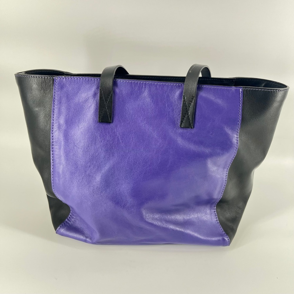 Kenzo Paris Purple and Black‎ K Logo Leather Tote Bag Shoulder Handbag Women's - Picture 3 of 14